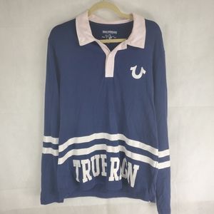 True Religion Long Sleeve Polo Shirt Blue White